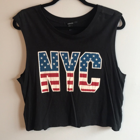 3/$15 Forever 21 NYC cropped cut off graphic tee - Picture 1 of 5